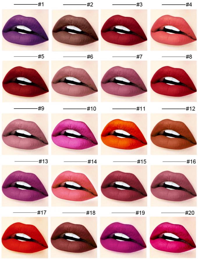 Cores orgânicas do tubo 12 do batom líquido matte impermeável cosmético romântico da beleza