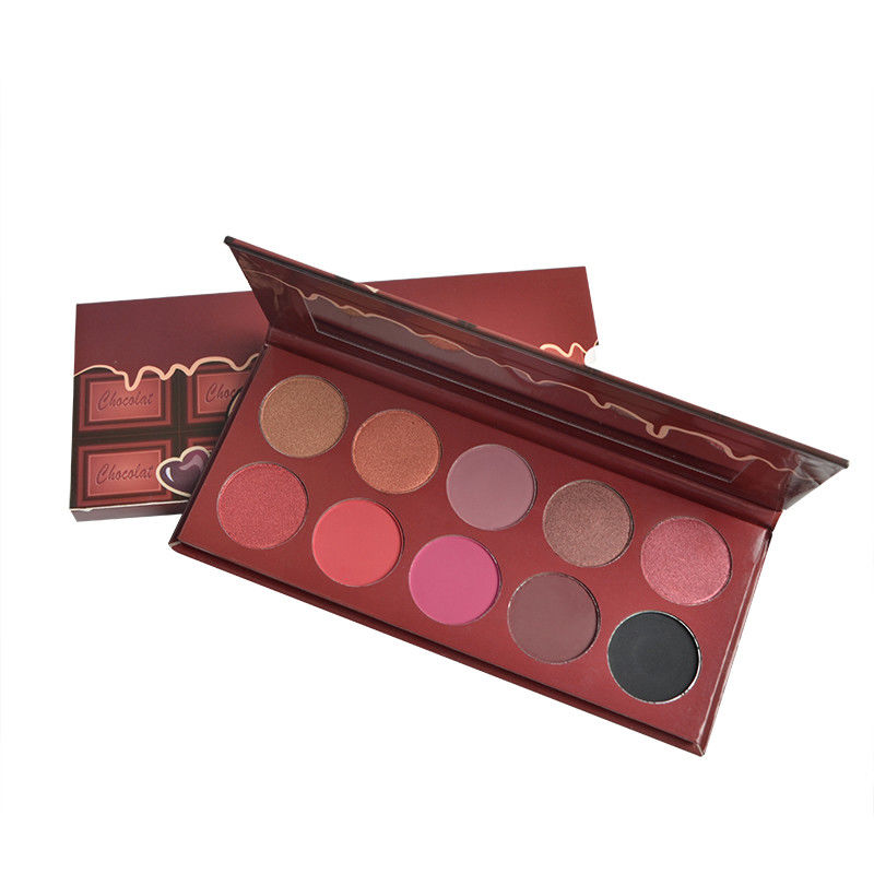 Custom Chocolate Packing Eye Makeup Eyeshadow 10 Colors High Pigment MSDS Certificated